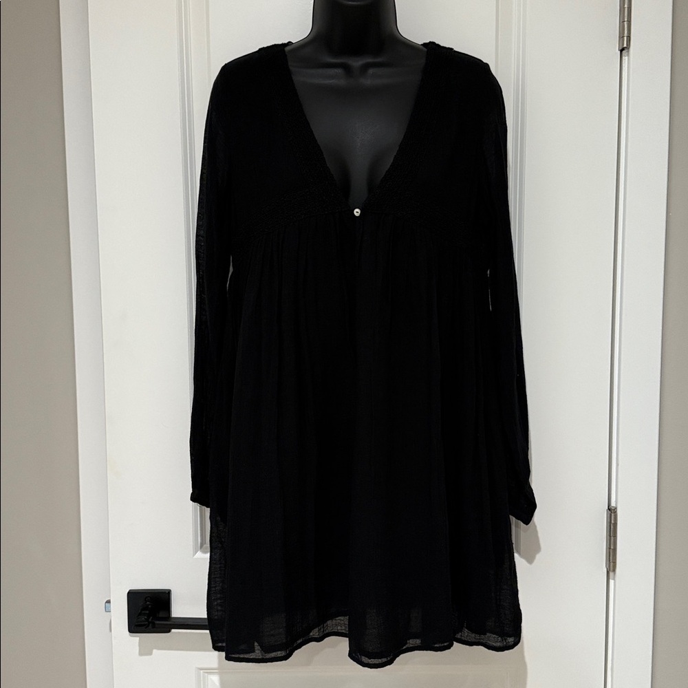 Zara Embroidered Long Sleeve Tunic Dress